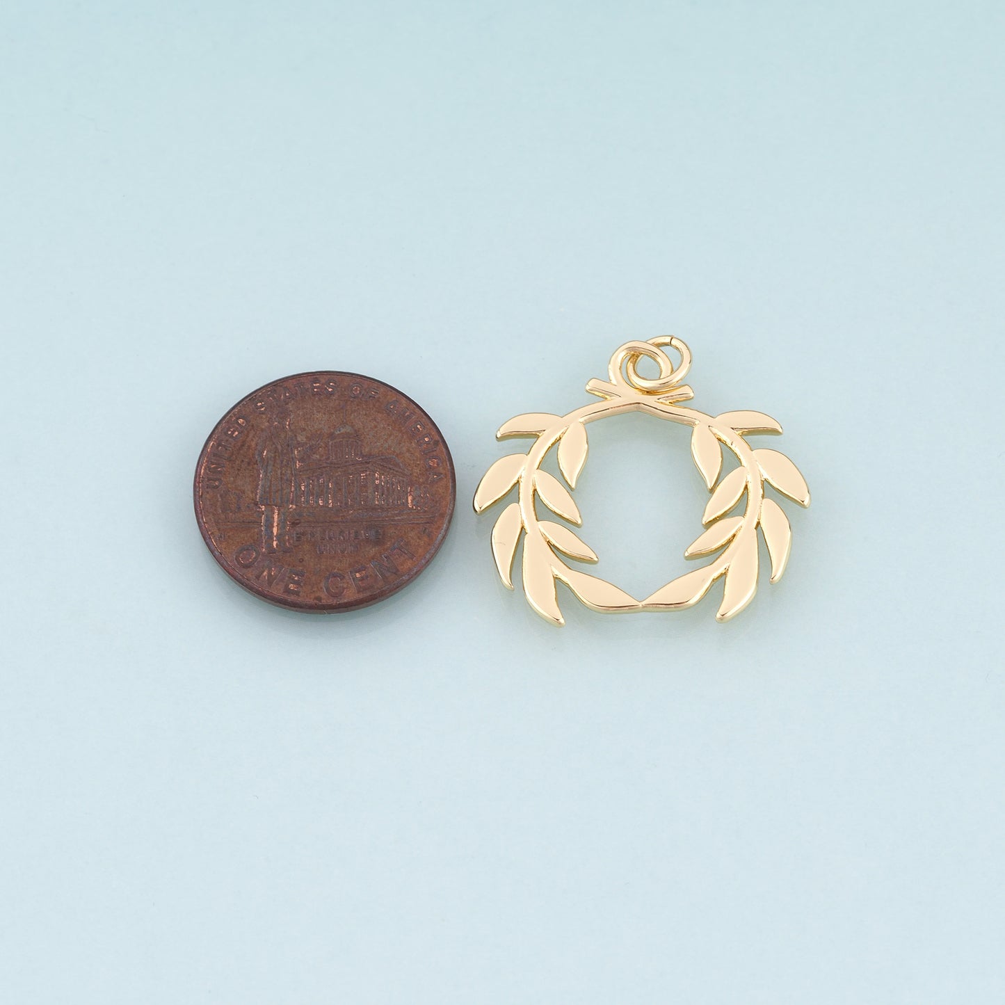18K Gold Filled Laurel Wreath Pendant,Light Luxury and Artistic Charm Bracelet Necklace for DIY Jewelry Making Supply
