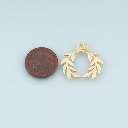 18K Gold Filled Laurel Wreath Pendant,Light Luxury and Artistic Charm Bracelet Necklace for DIY Jewelry Making Supply