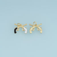 18K Gold Filled Pistol Charm,Enamel Gun Pendant Crossed Pistol Charm Unique Pendant for Bracelet Necklace DIY Jewelry Making Supply