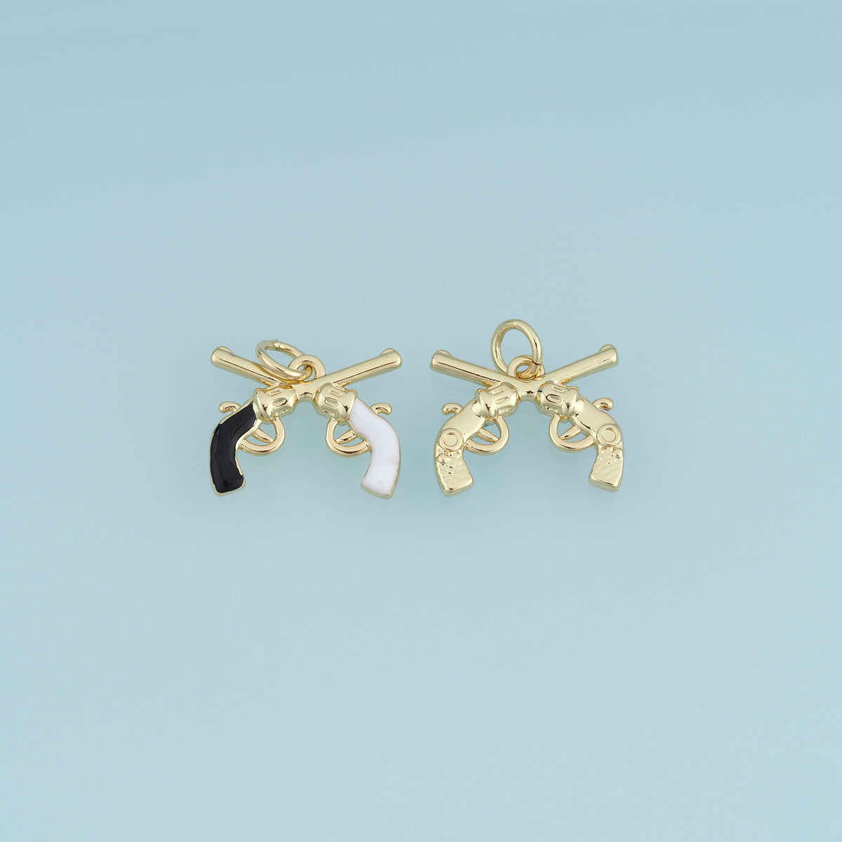 18K Gold Filled Pistol Charm,Enamel Gun Pendant Crossed Pistol Charm Unique Pendant for Bracelet Necklace DIY Jewelry Making Supply