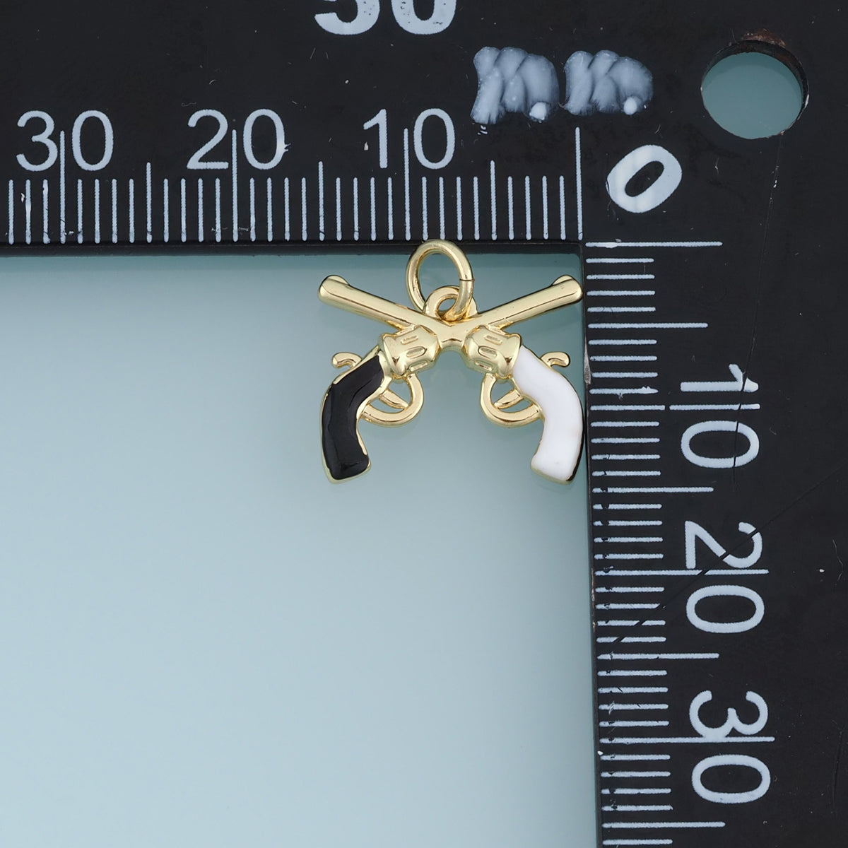 18K Gold Filled Pistol Charm,Enamel Gun Pendant Crossed Pistol Charm Unique Pendant for Bracelet Necklace DIY Jewelry Making Supply