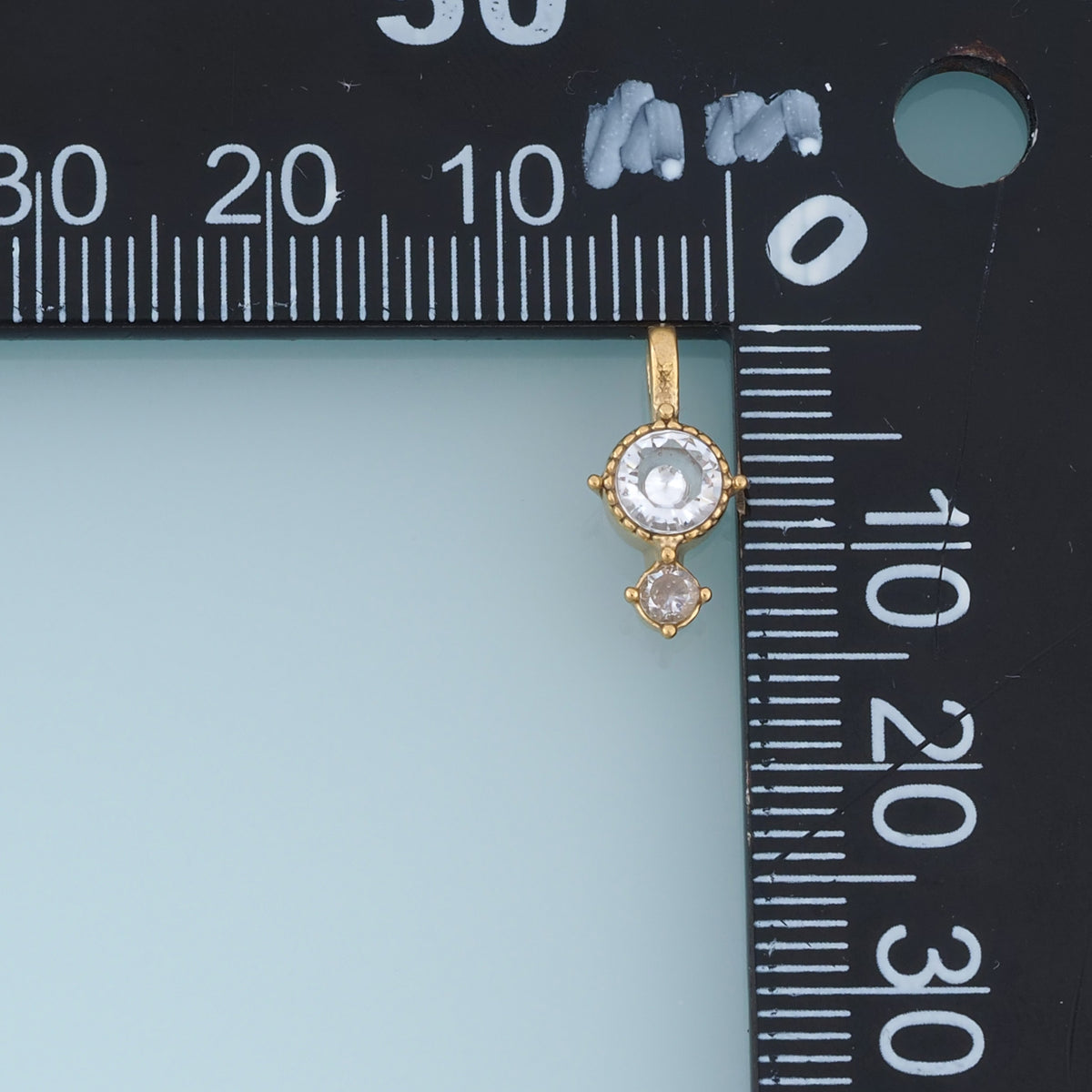 Double Drop Gemstone Pendant,14K Gold Red Clear Crystal Charm DIY Charm for Necklace Bracelet Making
