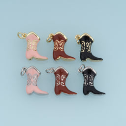 18K Gold Filled Cowboy Boot Charm,Enamel Western Boot Pendant Vintage Style Animal Free Charm for Bracelet Necklace DIY Jewelry Making