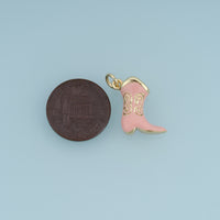 18K Gold Filled Cowboy Boot Charm,Enamel Western Boot Pendant Vintage Style Animal Free Charm for Bracelet Necklace DIY Jewelry Making