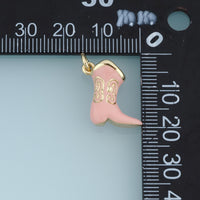 18K Gold Filled Cowboy Boot Charm,Enamel Western Boot Pendant Vintage Style Animal Free Charm for Bracelet Necklace DIY Jewelry Making