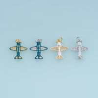 18K Gold Filled Airplane Charm,Enamel Plane Pendant Travel Charm with Sparkle Details for Bracelet Necklace DIY Jewelry Making Supply