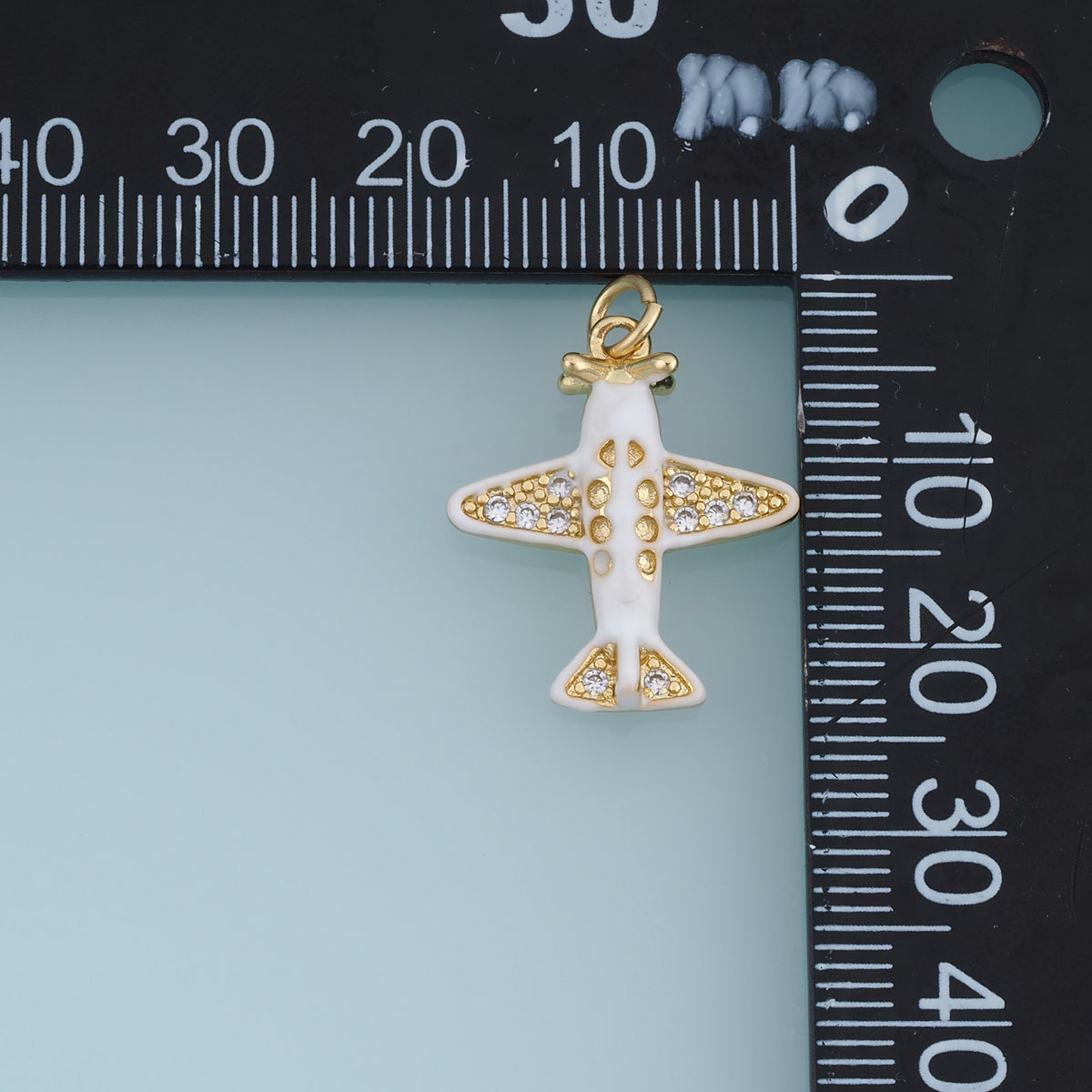 18K Gold Filled Airplane Charm,Enamel Plane Pendant Travel Charm with Sparkle Details for Bracelet Necklace DIY Jewelry Making Supply