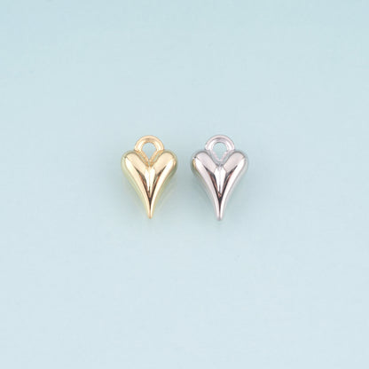 18K Gold Filled Heart Pendant,Minimalist Heart Charm Bracelet Necklace for DIY Jewelry Making Supply