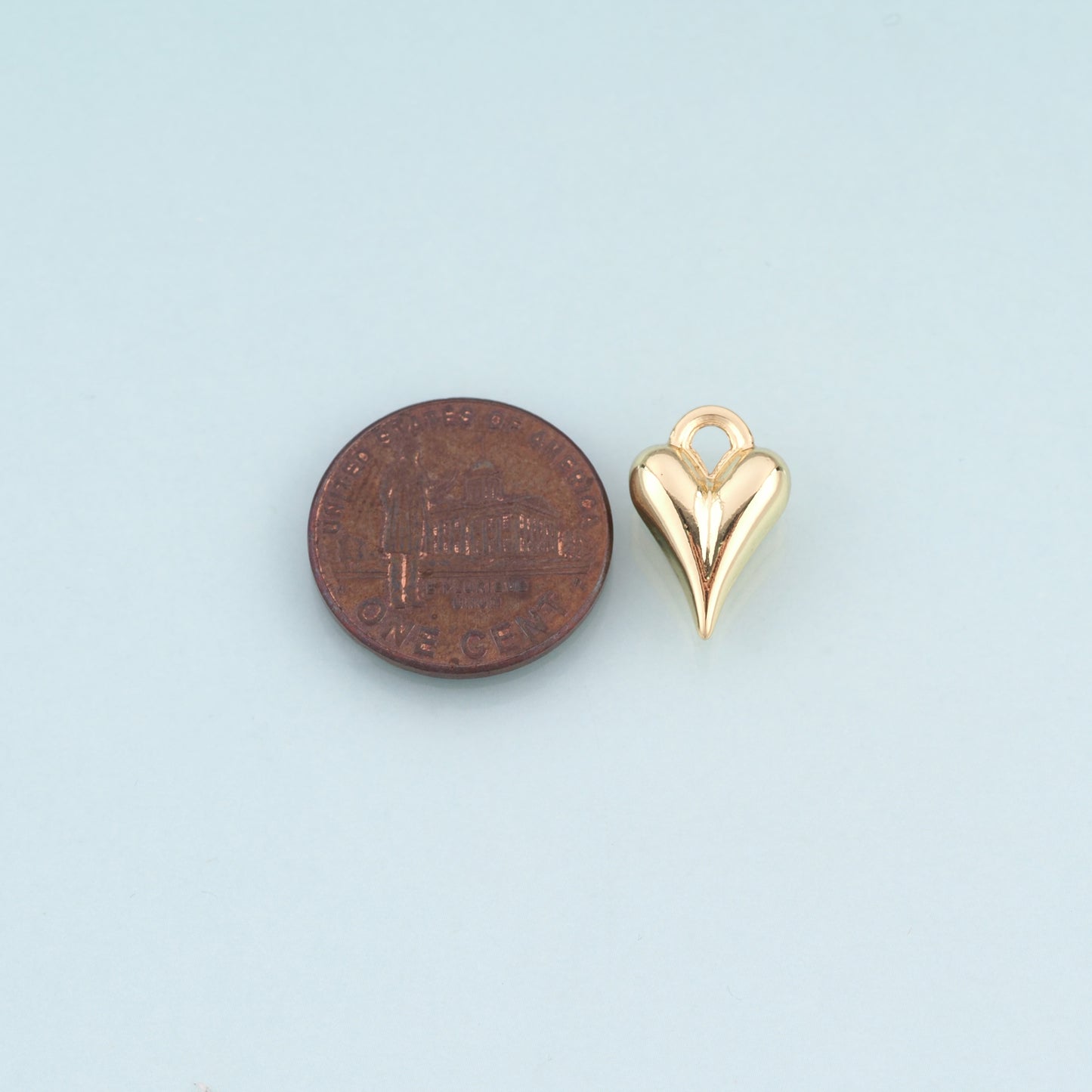 18K Gold Filled Heart Pendant,Minimalist Heart Charm Bracelet Necklace for DIY Jewelry Making Supply
