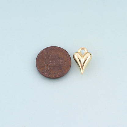 18K Gold Filled Heart Pendant,Minimalist Heart Charm Bracelet Necklace for DIY Jewelry Making Supply