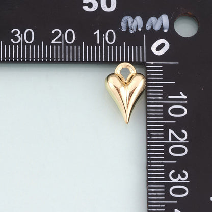 18K Gold Filled Heart Pendant,Minimalist Heart Charm Bracelet Necklace for DIY Jewelry Making Supply