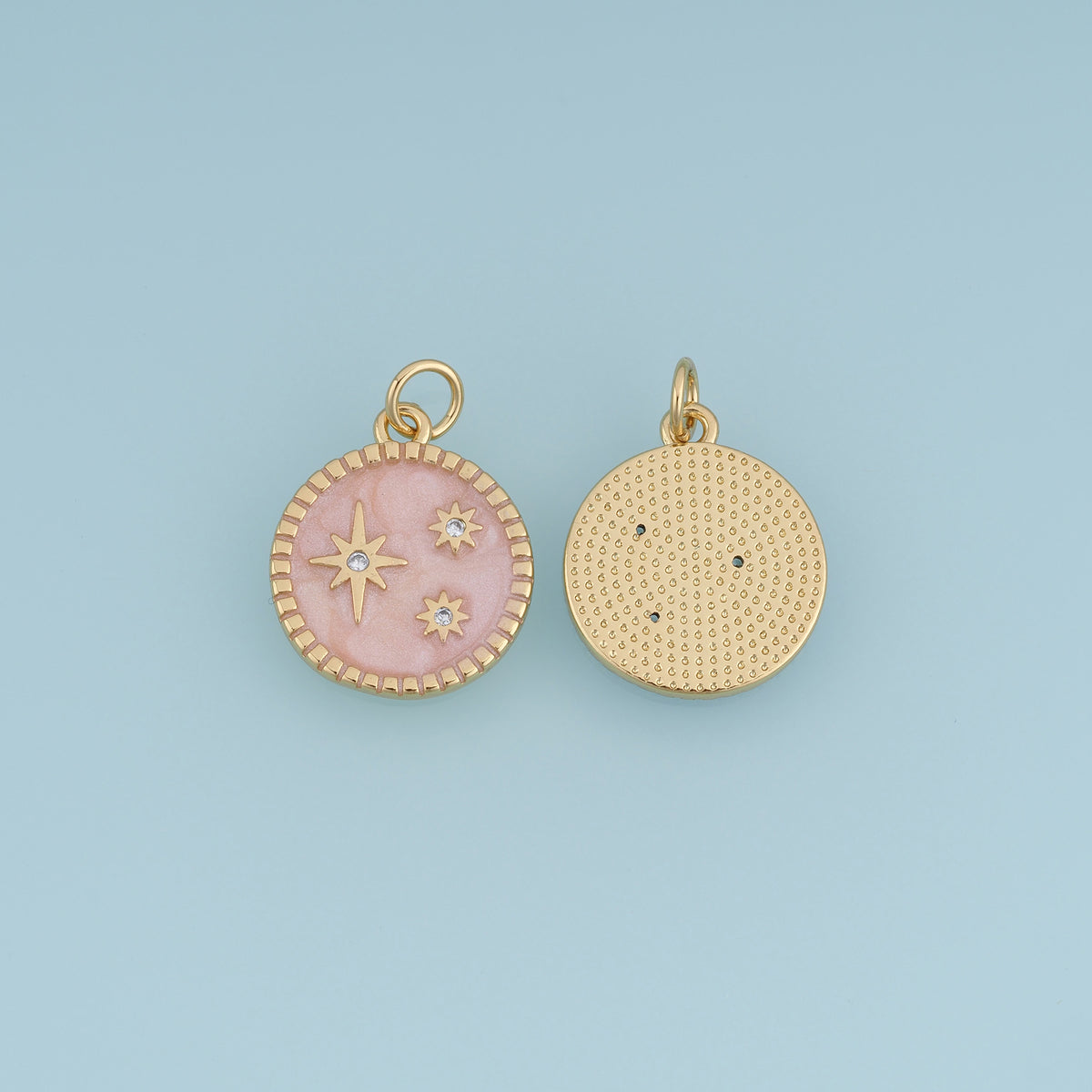 18K Gold Filled Celestial Star Charm,Enamel Round Star Pendant Moonless Sky Charm for Bracelet Necklace DIY Jewelry Making Supply
