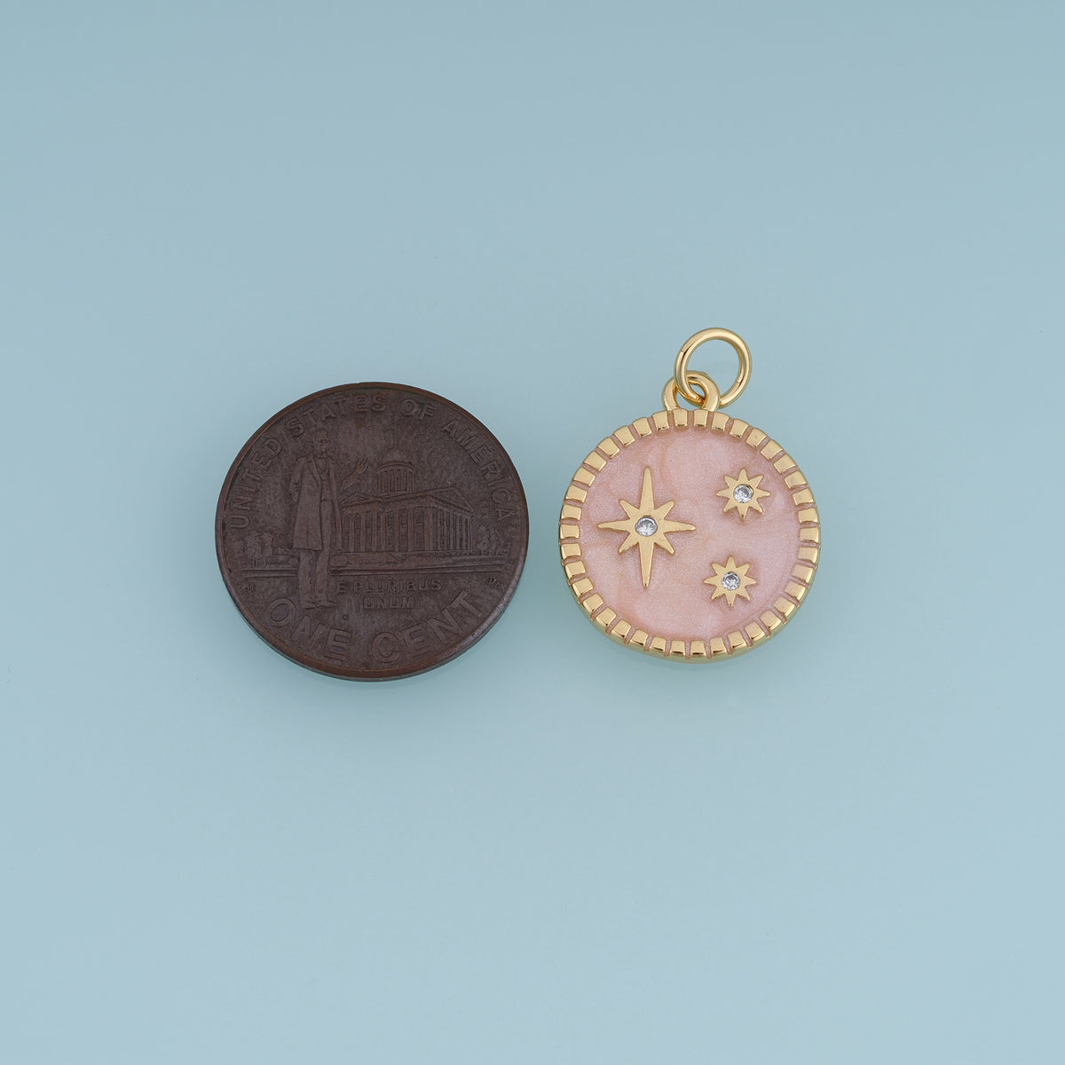18K Gold Filled Celestial Star Charm,Enamel Round Star Pendant Moonless Sky Charm for Bracelet Necklace DIY Jewelry Making Supply