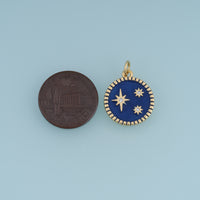 18K Gold Filled Celestial Star Charm,Enamel Round Star Pendant Moonless Sky Charm for Bracelet Necklace DIY Jewelry Making Supply