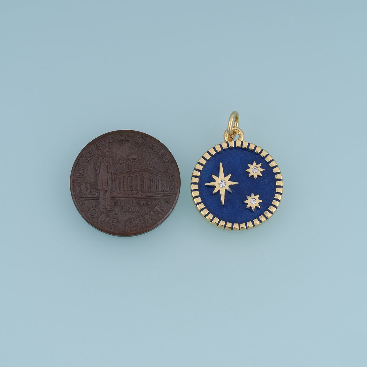 18K Gold Filled Celestial Star Charm,Enamel Round Star Pendant Moonless Sky Charm for Bracelet Necklace DIY Jewelry Making Supply