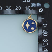 18K Gold Filled Celestial Star Charm,Enamel Round Star Pendant Moonless Sky Charm for Bracelet Necklace DIY Jewelry Making Supply