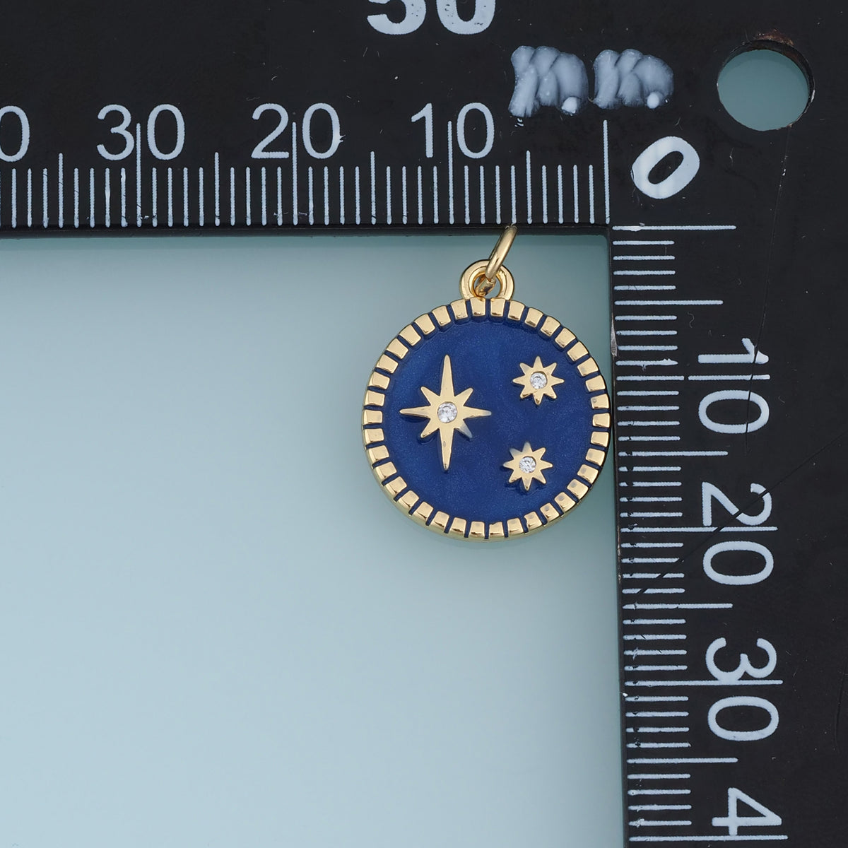 18K Gold Filled Celestial Star Charm,Enamel Round Star Pendant Moonless Sky Charm for Bracelet Necklace DIY Jewelry Making Supply