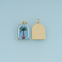18K Gold Filled Palm Tree Charm,Enamel Tropical Palm Tree Pendant Beach Charm for Bracelet Necklace DIY Jewelry Making Supply