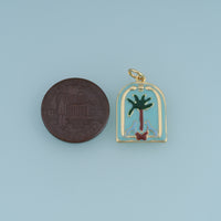 18K Gold Filled Palm Tree Charm,Enamel Tropical Palm Tree Pendant Beach Charm for Bracelet Necklace DIY Jewelry Making Supply
