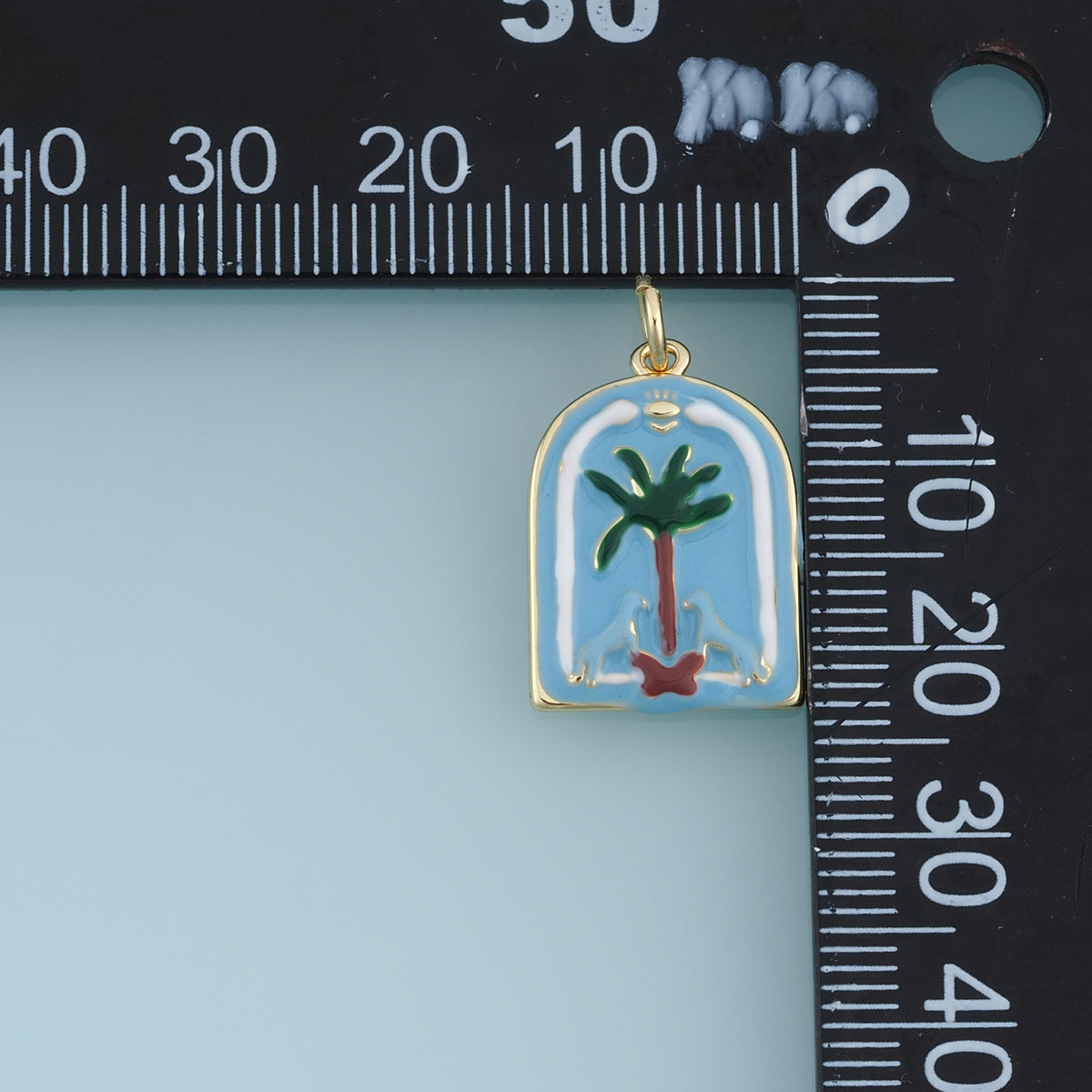 18K Gold Filled Palm Tree Charm,Enamel Tropical Palm Tree Pendant Beach Charm for Bracelet Necklace DIY Jewelry Making Supply