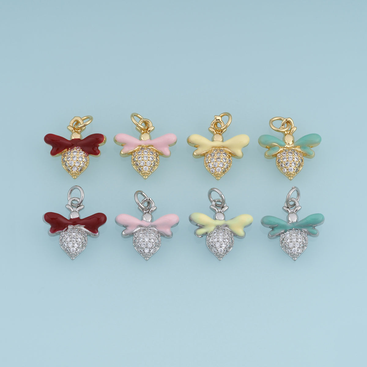 18K Gold Filled Bee Charm,Colorful Enamel Bee Pendant Cute Insect Charm for Bracelet Necklace DIY Jewelry Making Supply