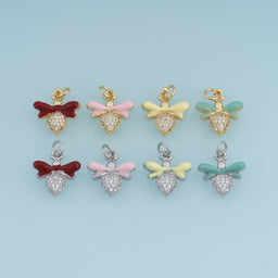 18K Gold Filled Bee Charm,Colorful Enamel Bee Pendant Cute Insect Charm for Bracelet Necklace DIY Jewelry Making Supply