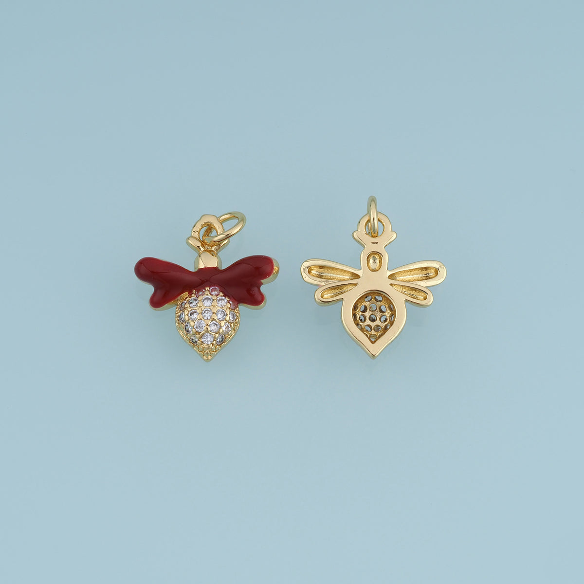 18K Gold Filled Bee Charm,Colorful Enamel Bee Pendant Cute Insect Charm for Bracelet Necklace DIY Jewelry Making Supply