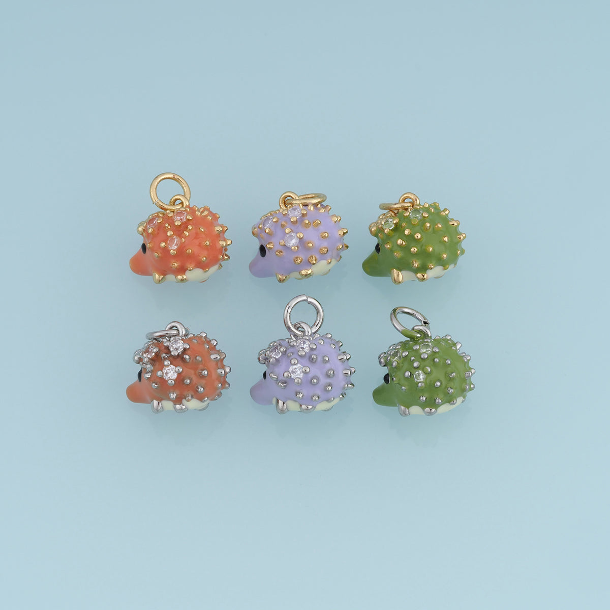 18K Gold Filled Hedgehog Charm,Colorful Enamel Hedgehog Pendant Cute Animal Charm for Bracelet Necklace DIY Jewelry Making Supply