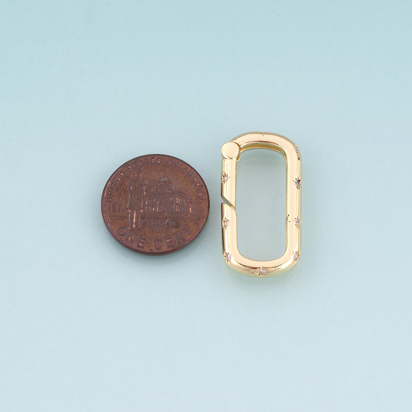 18K Gold Filled CZ Oval Spring Buckle Pendant,Luxurious Style Spring Buckle Charm Bracelet Necklace for DIY Jewelry Making Supply