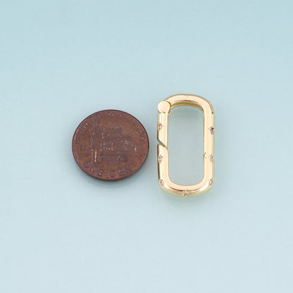 18K Gold Filled CZ Oval Spring Buckle Pendant,Luxurious Style Spring Buckle Charm Bracelet Necklace for DIY Jewelry Making Supply