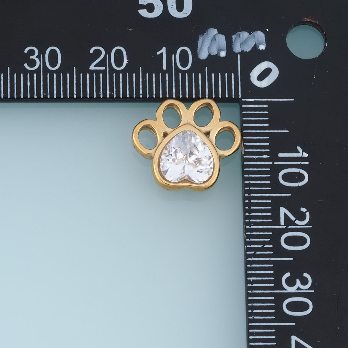 Paw Print Heart Crystal Pendant,14K Gold Cute Animal Charm DIY Charm for Necklace Bracelet Making