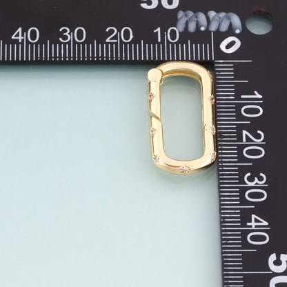 18K Gold Filled CZ Oval Spring Buckle Pendant,Luxurious Style Spring Buckle Charm Bracelet Necklace for DIY Jewelry Making Supply