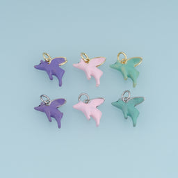 18K Gold Filled Flying Pig Charm,Colorful Enamel Pig Pendant Cute Animal Charm for Bracelet Necklace DIY Jewelry Making Supply