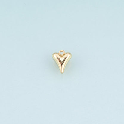 18K Gold Filled Heart Pendant,Minimalist Heart Charm Bracelet Necklace for DIY Jewelry Making Supply