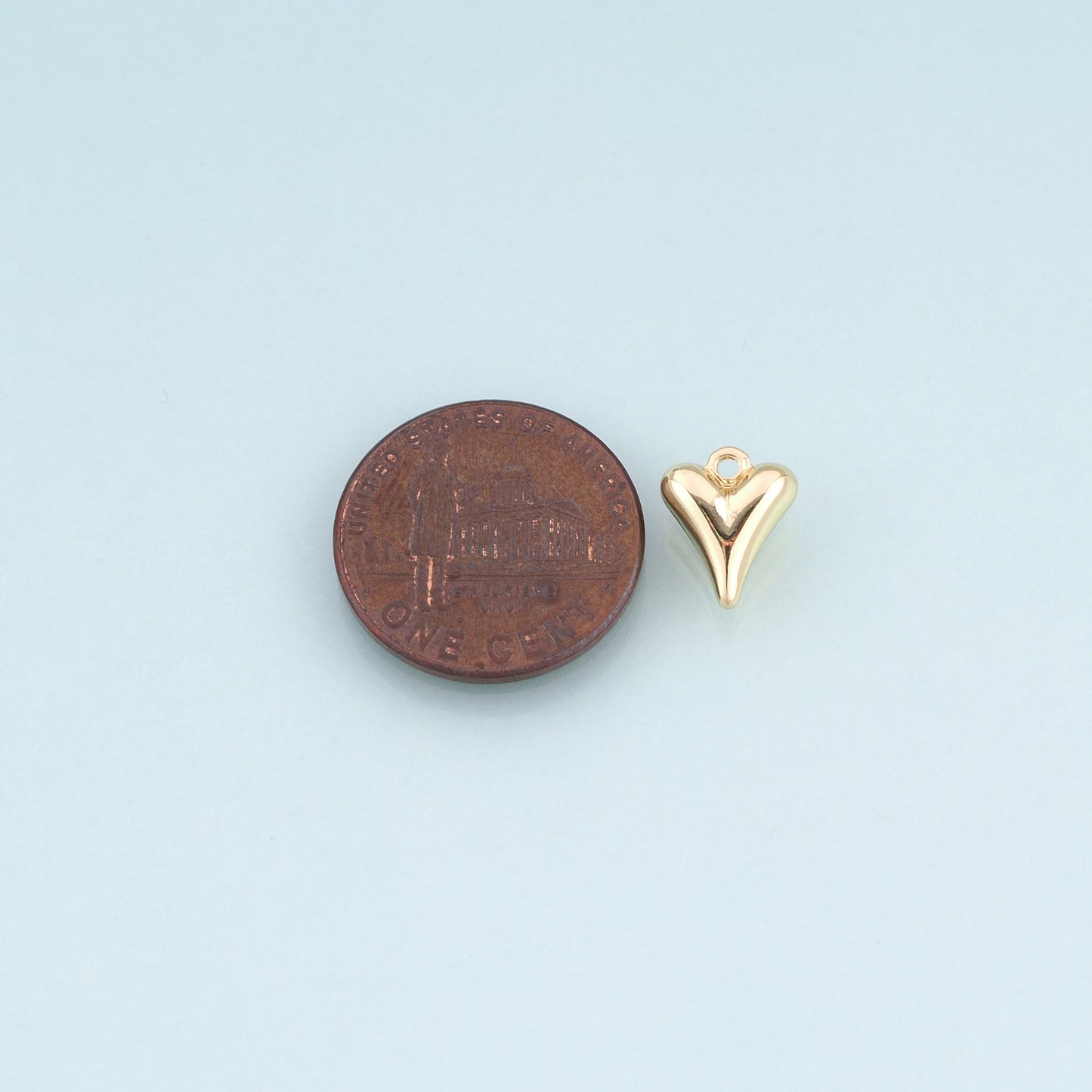 18K Gold Filled Heart Pendant,Minimalist Heart Charm Bracelet Necklace for DIY Jewelry Making Supply