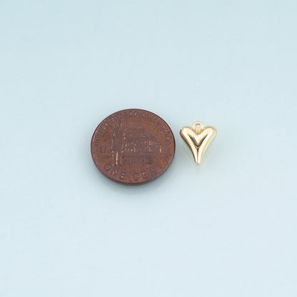 18K Gold Filled Heart Pendant,Minimalist Heart Charm Bracelet Necklace for DIY Jewelry Making Supply