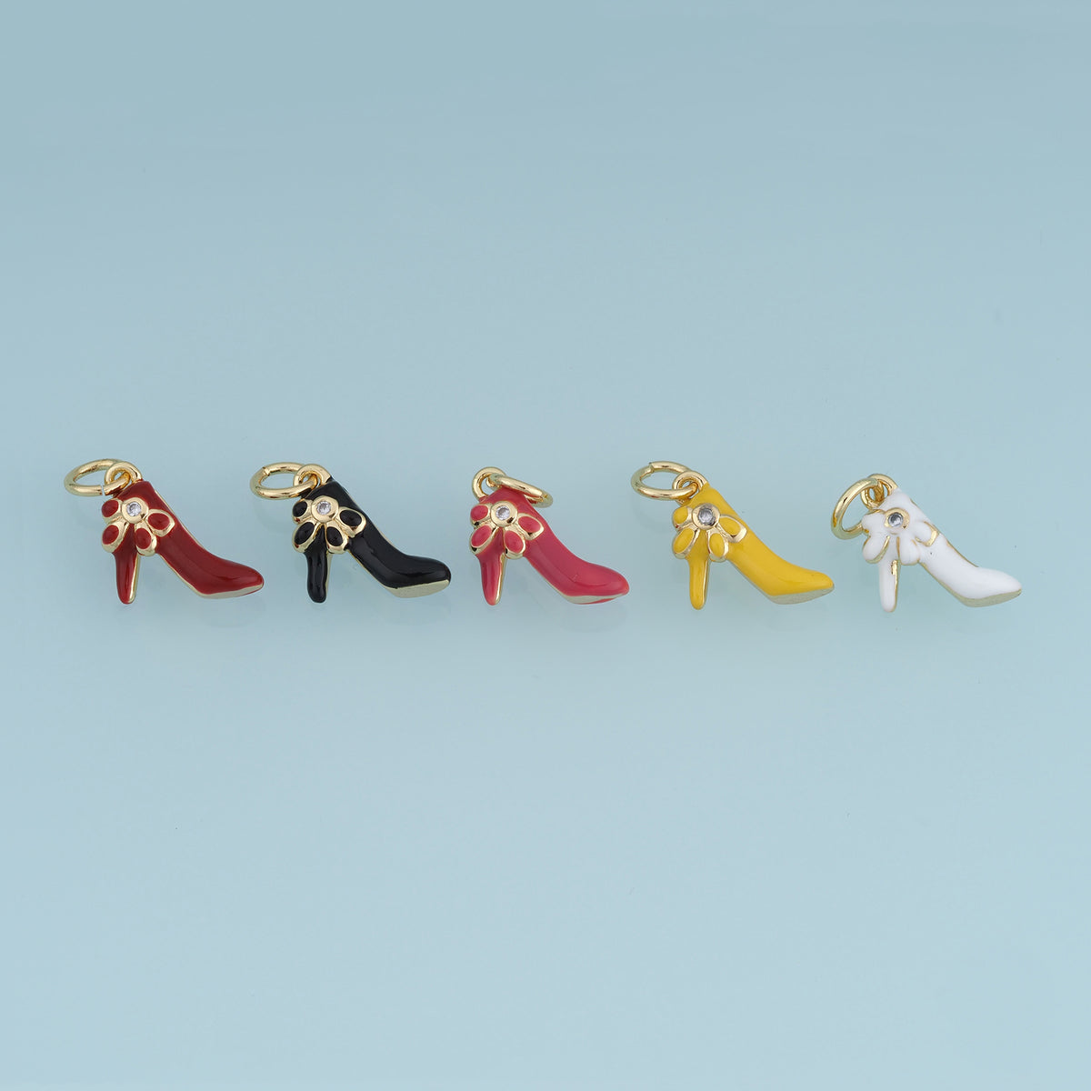 18K Gold Filled High Heel Shoe Charm,Colorful Enamel Shoe Pendant Fashion Charm for Bracelet Necklace DIY Jewelry Making Supply
