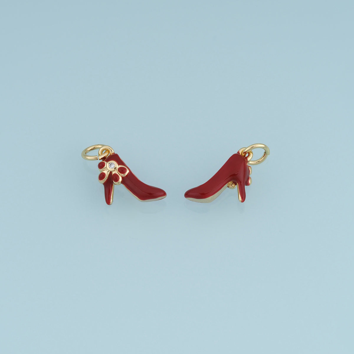 18K Gold Filled High Heel Shoe Charm,Colorful Enamel Shoe Pendant Fashion Charm for Bracelet Necklace DIY Jewelry Making Supply