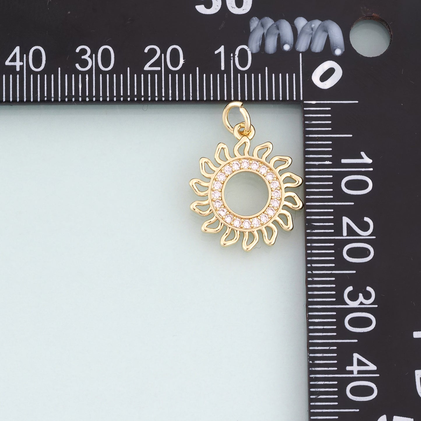 18K Gold Filled CZ Sun Pendant,Light Luxury Pastoral Style Charm Bracelet Necklace for DIY Jewelry Making Supply