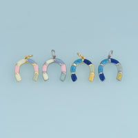 18K Gold Filled Horseshoe Charm,Colorful Enamel Horseshoe Pendant Lucky Charm for Bracelet Necklace DIY Jewelry Making Supply