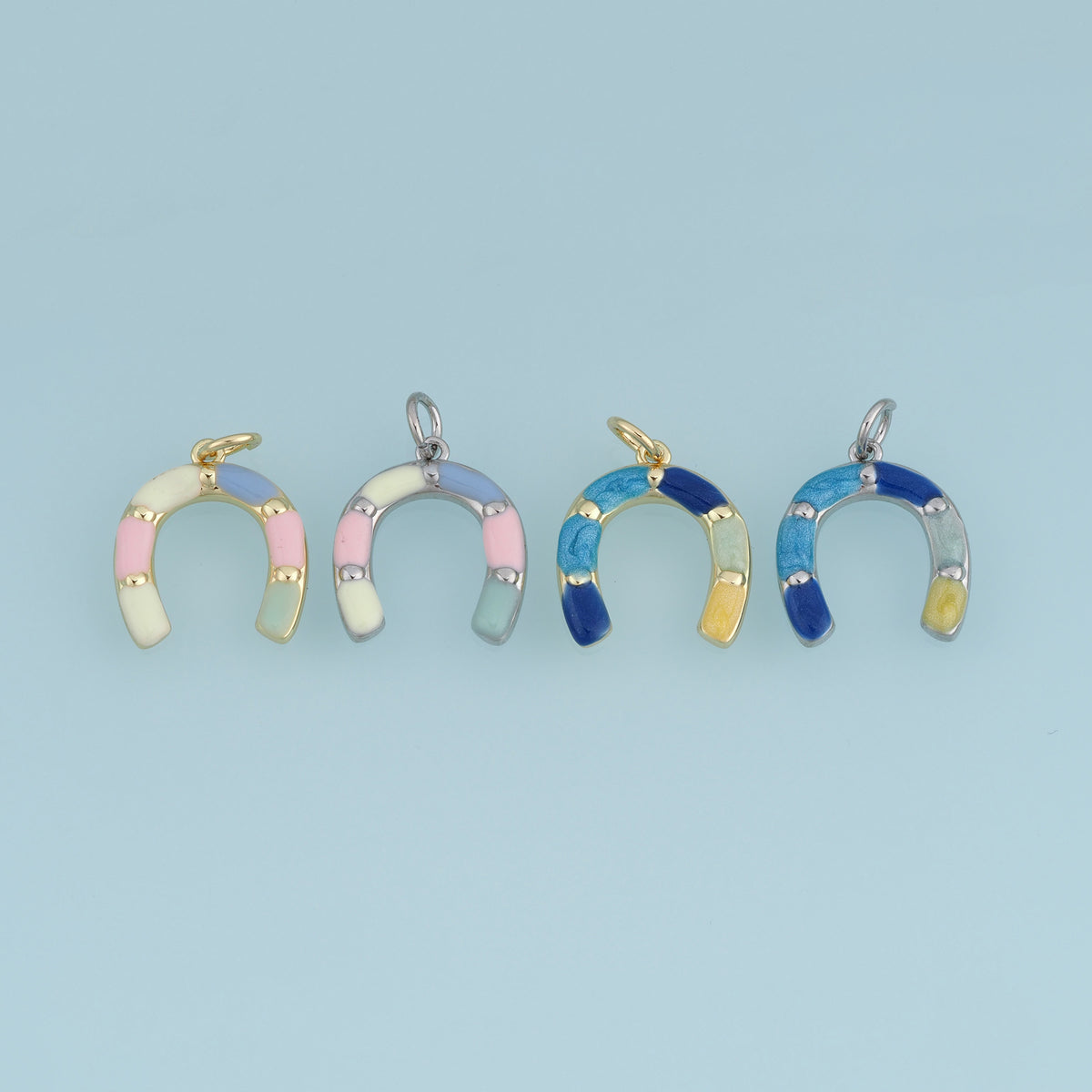 18K Gold Filled Horseshoe Charm,Colorful Enamel Horseshoe Pendant Lucky Charm for Bracelet Necklace DIY Jewelry Making Supply