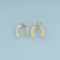 18K Gold Filled Horseshoe Charm,Colorful Enamel Horseshoe Pendant Lucky Charm for Bracelet Necklace DIY Jewelry Making Supply