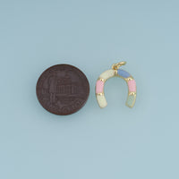 18K Gold Filled Horseshoe Charm,Colorful Enamel Horseshoe Pendant Lucky Charm for Bracelet Necklace DIY Jewelry Making Supply