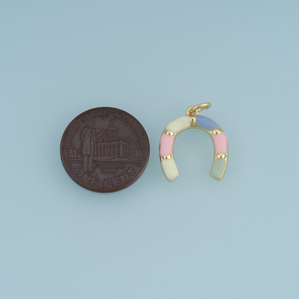 18K Gold Filled Horseshoe Charm,Colorful Enamel Horseshoe Pendant Lucky Charm for Bracelet Necklace DIY Jewelry Making Supply