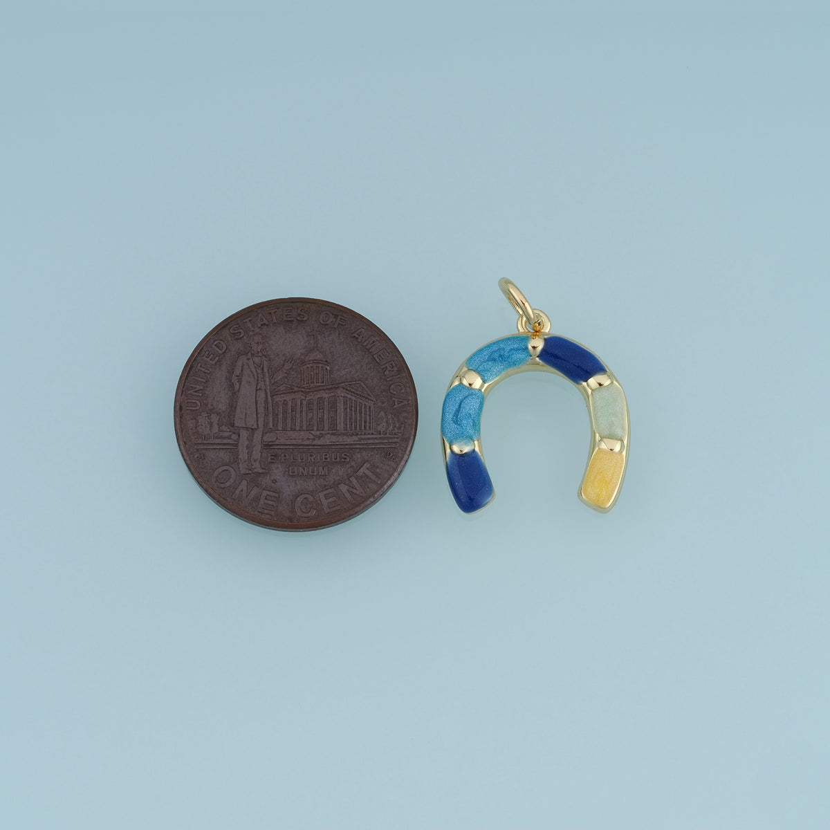 18K Gold Filled Horseshoe Charm,Colorful Enamel Horseshoe Pendant Lucky Charm for Bracelet Necklace DIY Jewelry Making Supply