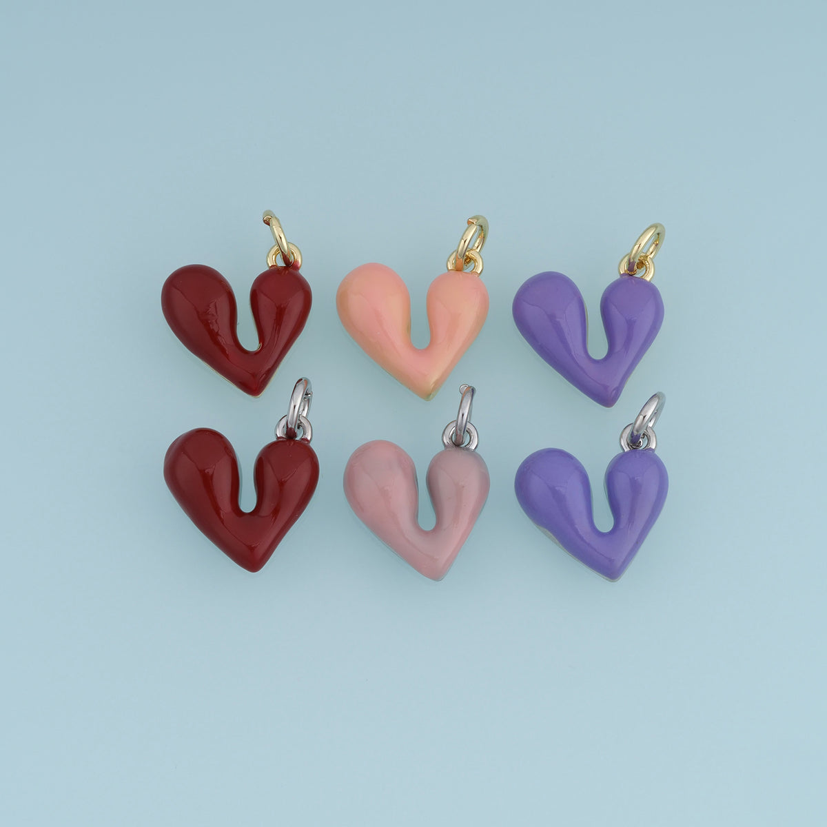 18K Gold Filled Heart Charm,Colorful Enamel Heart Pendant Cute Love Charm for Bracelet Necklace DIY Jewelry Making Supply