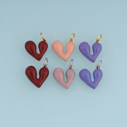 18K Gold Filled Heart Charm,Colorful Enamel Heart Pendant Cute Love Charm for Bracelet Necklace DIY Jewelry Making Supply