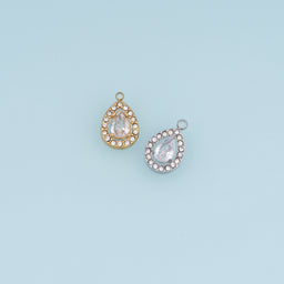 Teardrop Crystal Pendant,14K Gold Silver Sparkling Rhinestone Charm DIY Charm for Necklace Bracelet Making