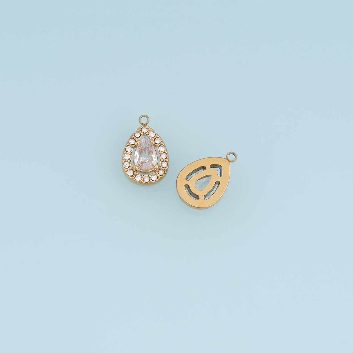 Teardrop Crystal Pendant,14K Gold Silver Sparkling Rhinestone Charm DIY Charm for Necklace Bracelet Making