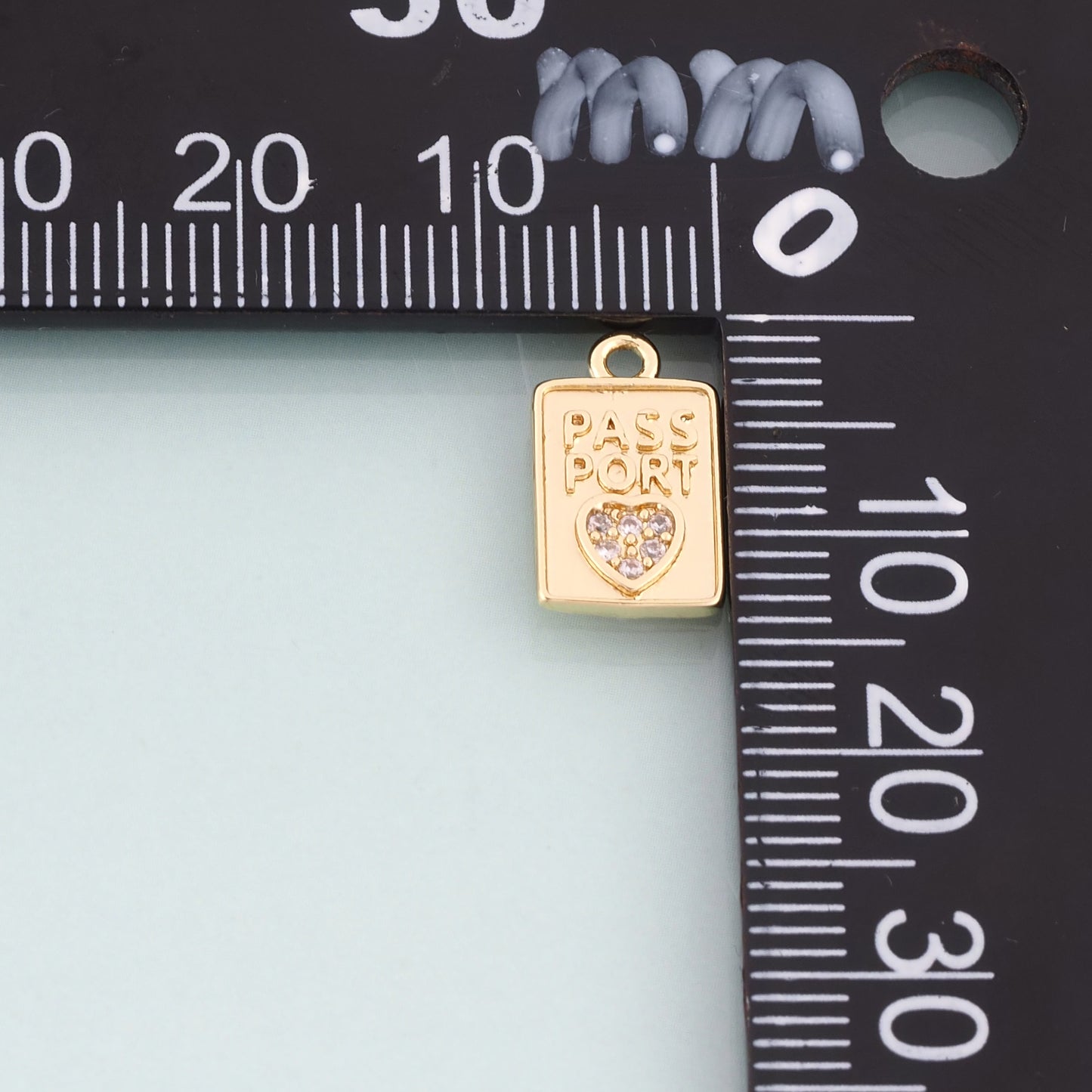 18K Gold Filled CZ Passport Pendant,Leisure Travel Charm Bracelet Necklace for DIY Jewelry Making Supply